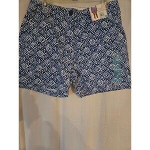 Stella Parker Collection Womens Printed Stretch Fabric Shorts Floral Tile Sz 12